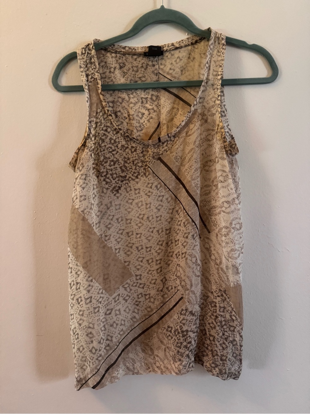 Club Monaco Neutral Printed Sleeveless Tank Top